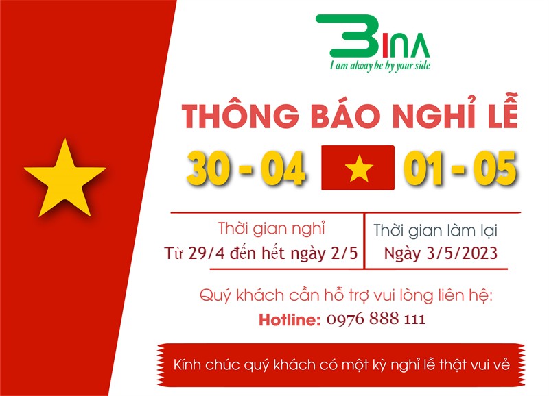 Thông báo nghỉ lễ 30/4 - 1/5 năm 2023