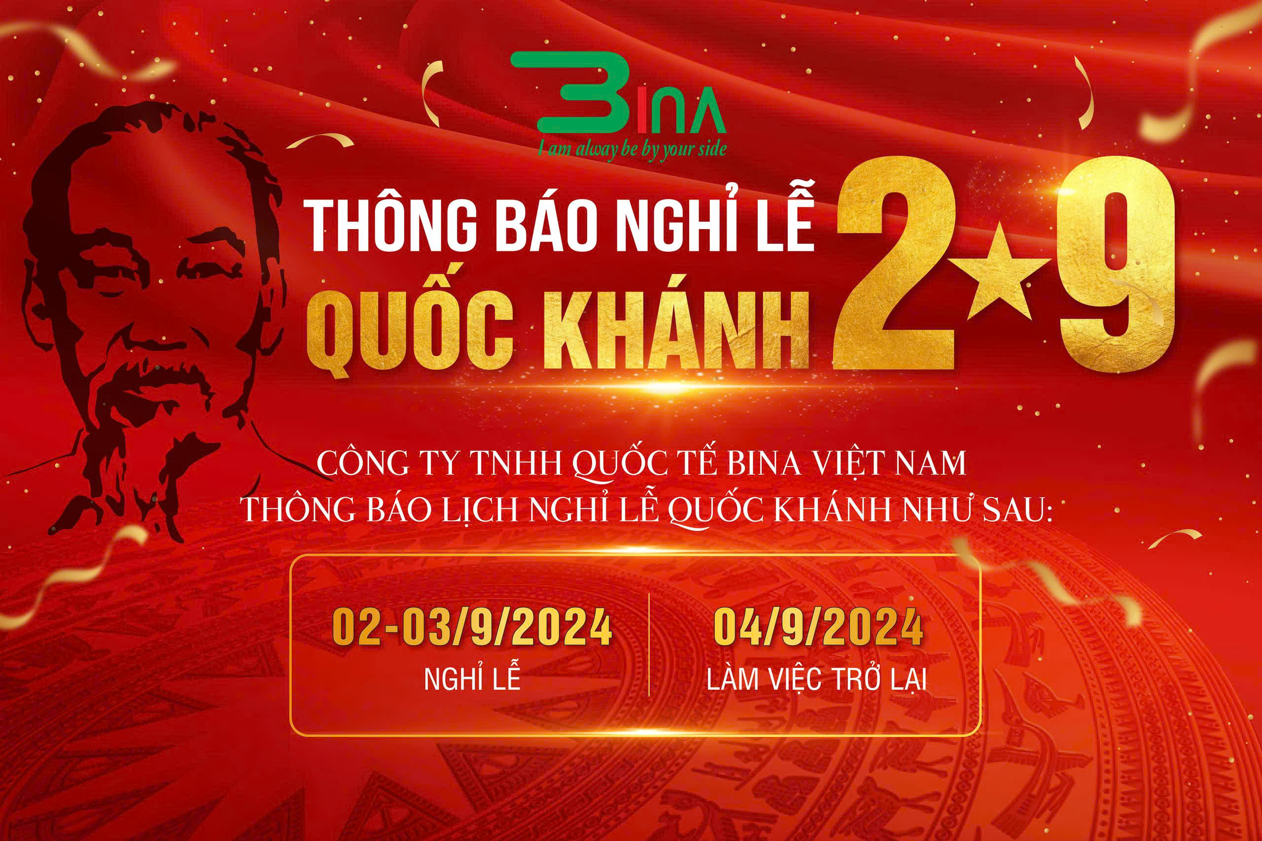 Thông báo nghỉ lễ Quốc Khánh 2/9/2024