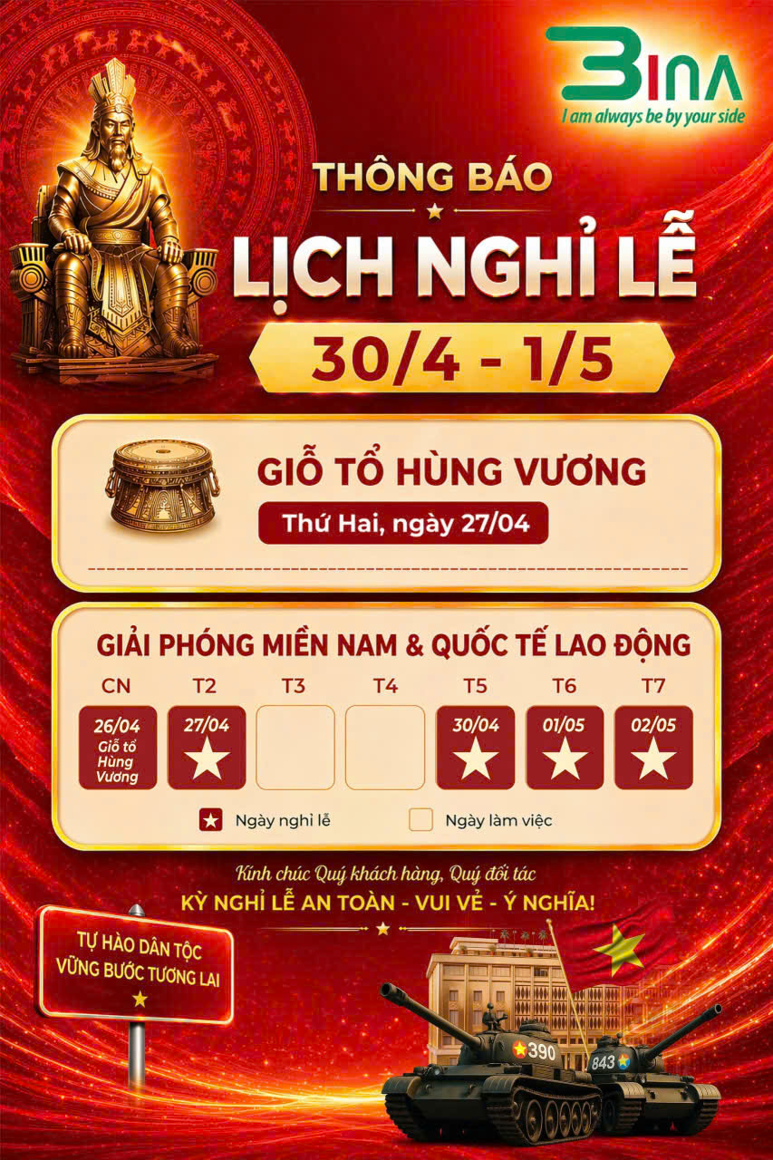 Lịch nghỉ Lễ Giỗ Tổ Hùng Vương và 30/4 - 1/5